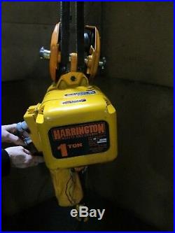 Harrington Ts2-296 1 T Ton 2000lb. 9kw Electric Chain Hoist 208-230/460v 3ph