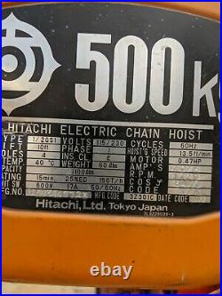 Hitachi 500 Kg (1/2 Ton) Electric Chain Hoist, 10 Foot Lift