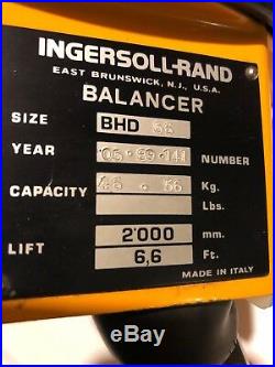Ingersoll-Rand BHD 56 Balancer 46kg-56kg Lift 66 Ft. Hoist Lift Chain Electric