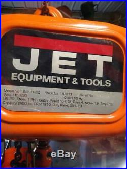 Jet 1 Ton 2000 lbs 110 Volts Electric Chain Hoist Shop Overhead Crane