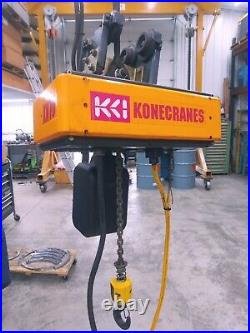 Kone Cranes 1 ton electric chain hoist. Model XN10. Two Speed. 460v 3 phase