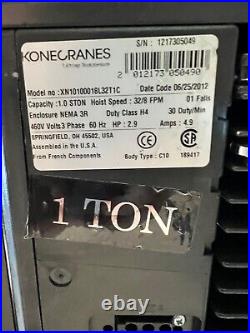 KoneCrane 1 Ton Electric Chain Hoist, XN0100018L32T1C, 20' ft lift 460V