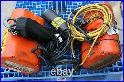 Lot Of 2 CM Lodestar 1 Ton Electric Chain Hoist 440-480v Convertible To 208-240