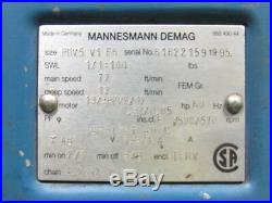 Mannesmann Demag PMV5 V1 F6 Electric Chain Hoist 2 Speed 460V 100Lbs. 9'6 Lift