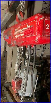 Milwaukee 9573 Professional Electric Chain Hoist 2 Ton 20 ft. Magnetic Brake