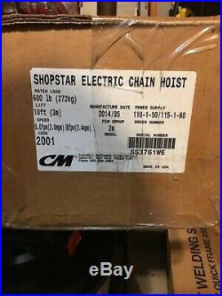 NEW CM 1/4 Ton, 500 Lbs. Single Phase ShopStar Electric Chain Hoist, 2014 Model