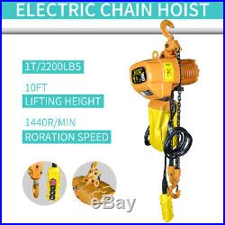 NEW Electric Chain Hoist 2200 lb. Electric Crane Hoist HD Super 1 Ton 10ft Lift