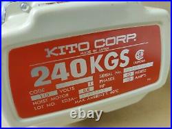 New Kito Ed24s 240kgs, 529lbs, 115v, 0.8hp Electric Chain Hoist Japan Made