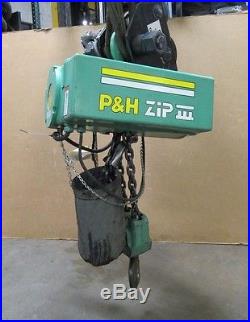 P&H ZIP III CA23-42 3 TON ELECTRIC CHAIN HOIST 230/460V 3PH 2HP 8FPM WithTROLLEY