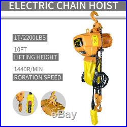Top Electric Chain Hoist 2200 lb. Electric Crane Hoist HD Super 1 ton 10ft Lift