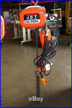 USED JET 1/2-Ton Capacity 15 ft. Lift Electric Chain Hoist 1-Phase 115 Volt