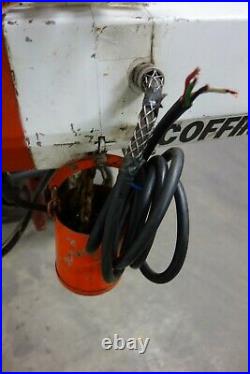 Used Coffing 1/2 Ton Electric Chain Hoist Trolley EC-1032-3 3ph 10 Ft