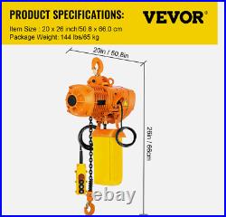 VEVOR 1 Ton Electric Chain Hoist with 10FT Double Chain Lifting110V G80 2200LBS
