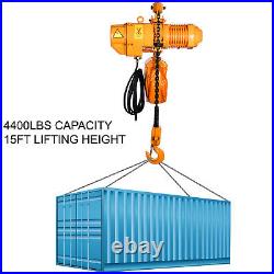 VEVOR Electric Chain Hoist Single Phase Hoist Crane 4400lbs/2t 15ft Chain 110V
