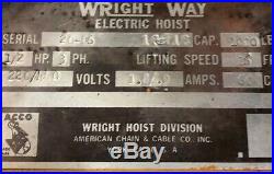 Wright Way 1/2ton Electric Chain Hoist