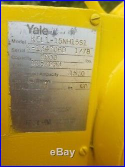 Yale 1 Ton Electric Chain Hoist 115/230 Volts Single Phase