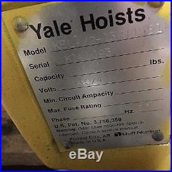 Yale 1000 Lb Electric Chain Hoist with 500 Lb Trolley #4625