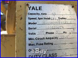 Yale 15 Ton Electric Chain Hoist with power trolley speed control DEW15X29RT11/3
