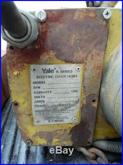 Yale 2 Ton Electric Chain Hoist K Series KEL2C10H71/2 GE Motor 5K43MG4564 AS IS
