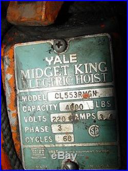 Yale 2 Ton Electric Chain Hoist Model # CL553RMGN Midgit King Electric Hoist