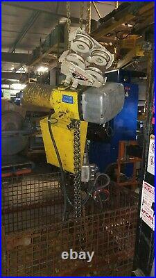 Yale 2 Ton Electric Chain Hoist Model #KEL2-10H15/3.75S2 with2 Ton Coffing Trolley