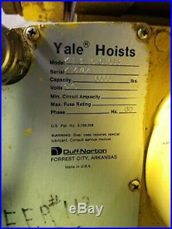 Yale 3 Ton Electric Chain Hoist 575 Vac 20' Lift 3 Phase Kel3-10lg10s3