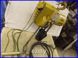 Yale Electric chain hoist 1000 lb 1/2 ton 230v 3 ph 11 feet lift 12' power cord
