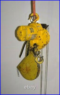 Yale chain hoist 1 ton 2000 lb 10' Chain Drop 1K9FMG3 1/2HP 220v 3Ph